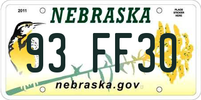 NE license plate 93FF30