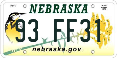 NE license plate 93FF31