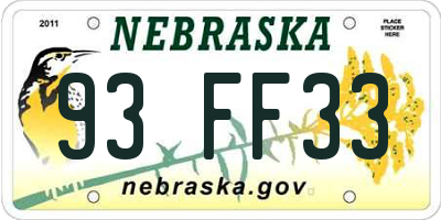NE license plate 93FF33