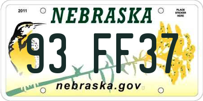 NE license plate 93FF37