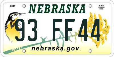 NE license plate 93FF44