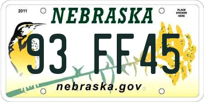 NE license plate 93FF45