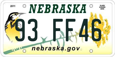 NE license plate 93FF46