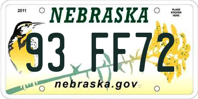 NE license plate 93FF72