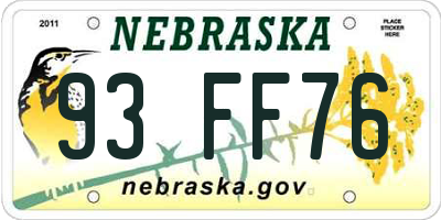 NE license plate 93FF76