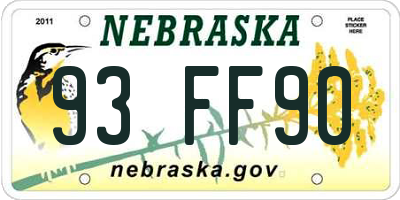 NE license plate 93FF90
