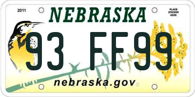 NE license plate 93FF99