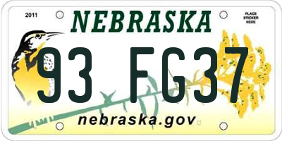 NE license plate 93FG37