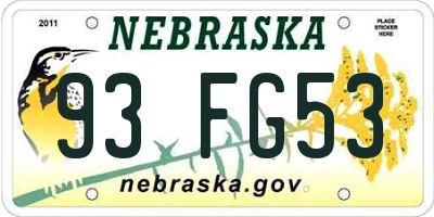 NE license plate 93FG53