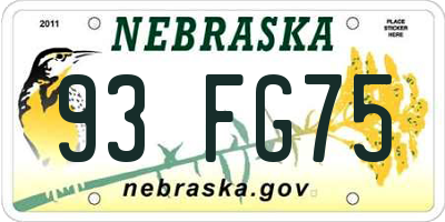 NE license plate 93FG75