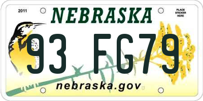 NE license plate 93FG79