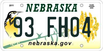 NE license plate 93FH04