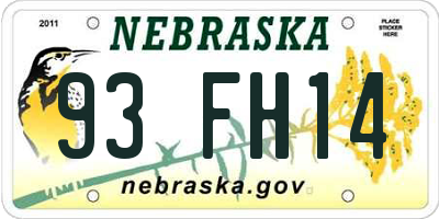 NE license plate 93FH14