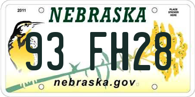 NE license plate 93FH28