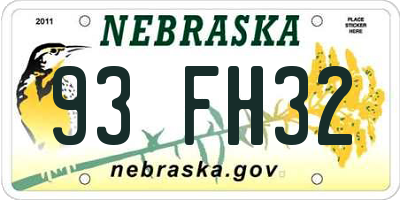 NE license plate 93FH32