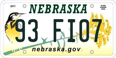NE license plate 93FI07