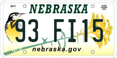 NE license plate 93FI15