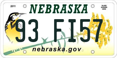 NE license plate 93FI57
