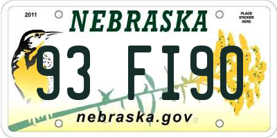 NE license plate 93FI90