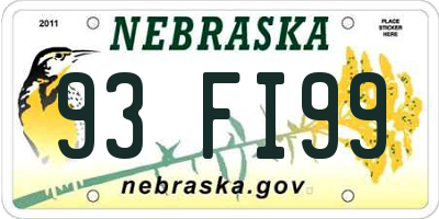 NE license plate 93FI99