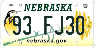 NE license plate 93FJ30