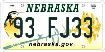 NE license plate 93FJ33