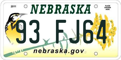 NE license plate 93FJ64