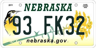 NE license plate 93FK32