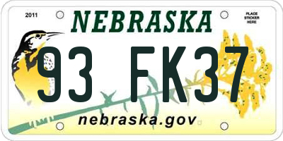 NE license plate 93FK37