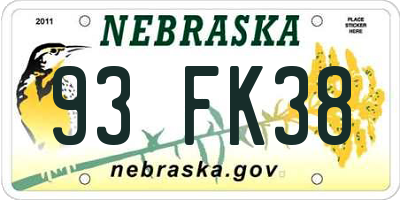 NE license plate 93FK38
