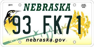 NE license plate 93FK71