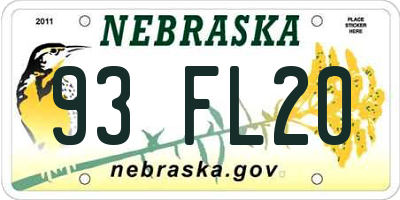 NE license plate 93FL20