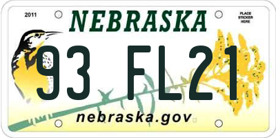 NE license plate 93FL21