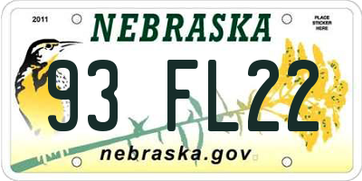 NE license plate 93FL22