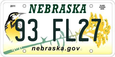 NE license plate 93FL27