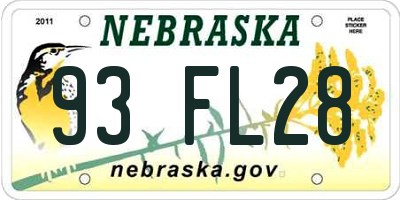 NE license plate 93FL28