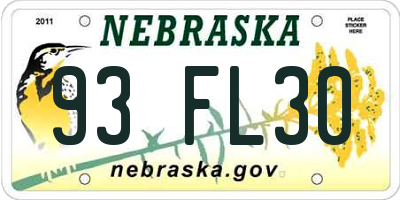 NE license plate 93FL30