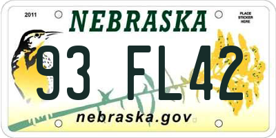 NE license plate 93FL42