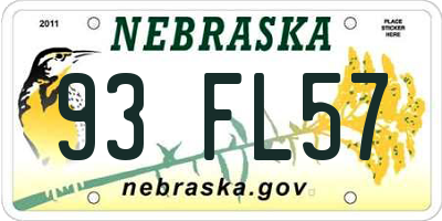 NE license plate 93FL57