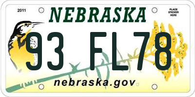 NE license plate 93FL78