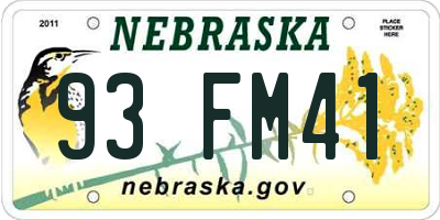 NE license plate 93FM41