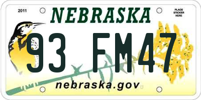 NE license plate 93FM47