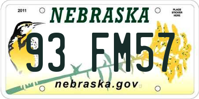 NE license plate 93FM57