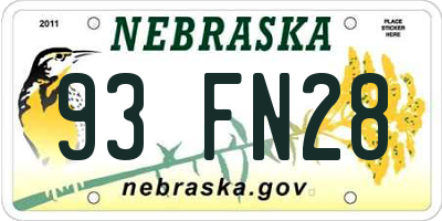 NE license plate 93FN28