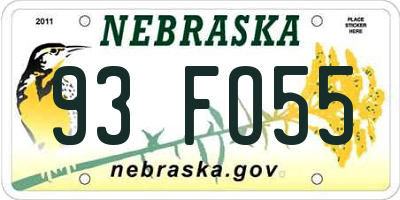 NE license plate 93FO55