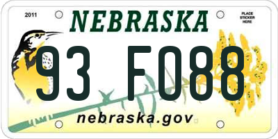 NE license plate 93FO88