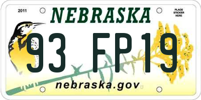NE license plate 93FP19
