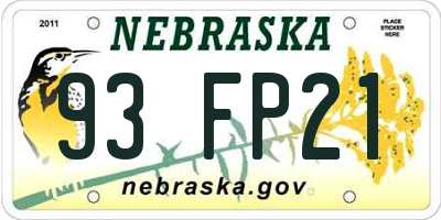 NE license plate 93FP21