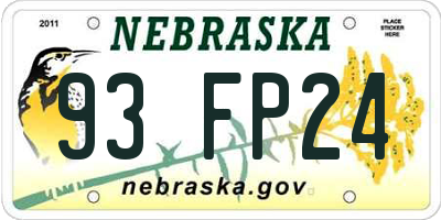 NE license plate 93FP24