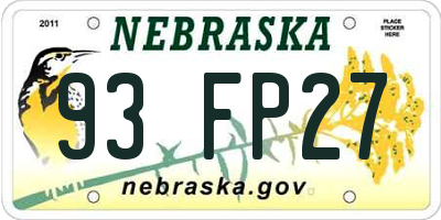 NE license plate 93FP27